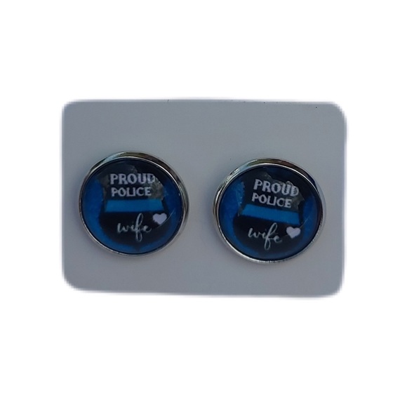 💎 Proud Police Wife Earrings - Picture 3 of 4